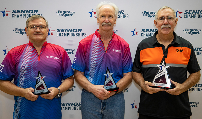 William Mozzo, Dale Legleiter and Anthony Grochowalski at 2022 USBC Senior Championships
