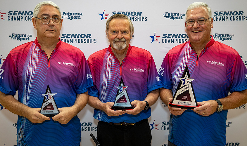 Angelo Alvaro II, Bill Palser and Robert Hall at 2022 USBC Senior Championships