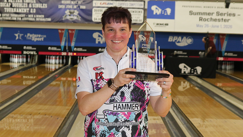 Shannon Pluhowsky after winning the 2026 PWBA BowlTV Open