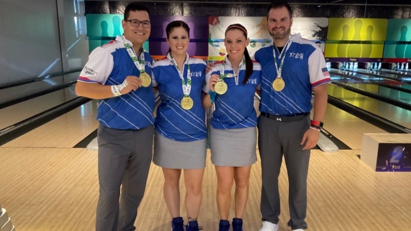 Kris Prather, Bryanna Coté, Shannon O&#39;Keefe and AJ Johnson with medals at 2022 PANAM Champion of Champions