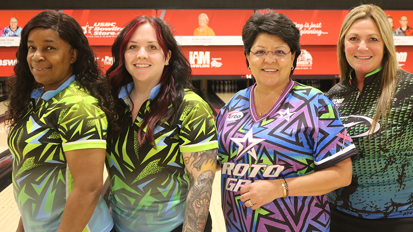 The members of Sterner Strong 2 at the 2023 USBC Women&#39;s Championships