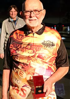 Richard Morley with diamond lapel pin at USBC Open Championships