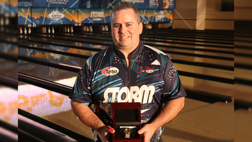 David Simard receiving his championship watch at the 2024 USBC Open Championships