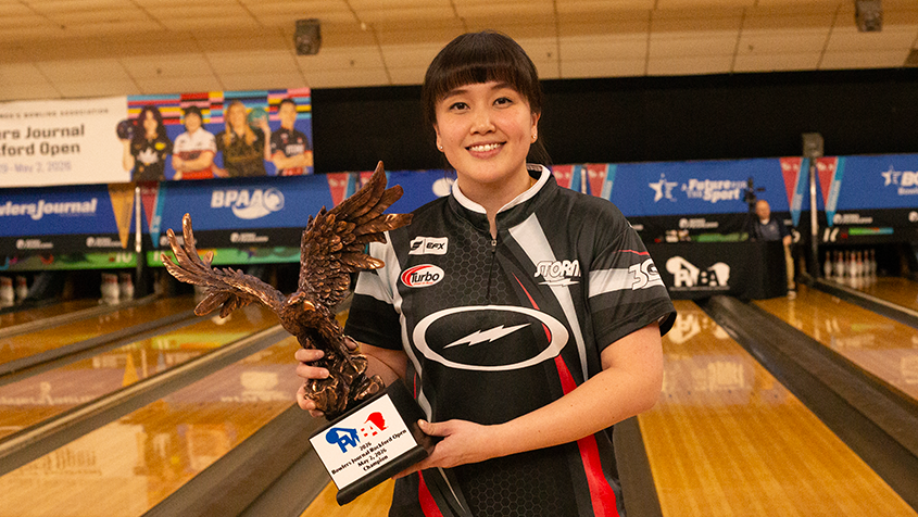 Sin Li Jane after winning the 2026 Bowlers Journal Rockford Open