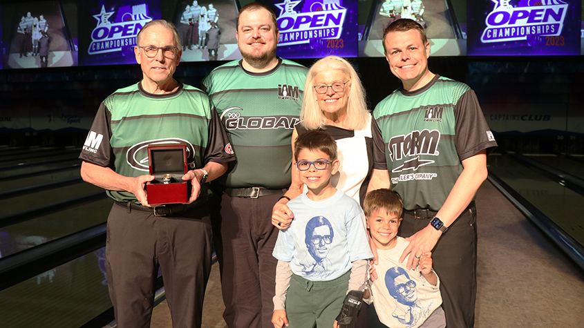 Bill Spigner and family at the 2023 USBC Open Championships