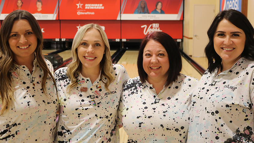 The members of Them Three and Me at the 2023 USBC Women&#39;s Championships