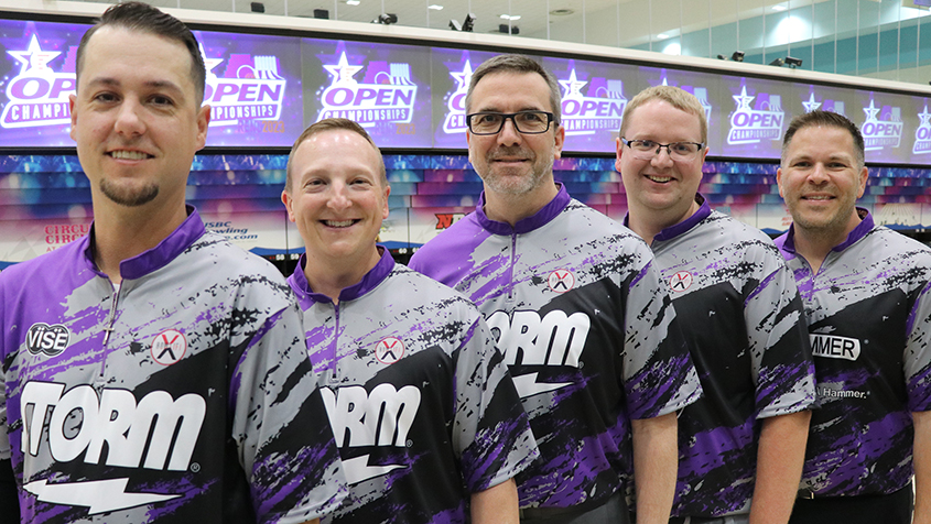 The members of Riding Kenny&#39;s Coattails at the 2023 USBC Open Championships