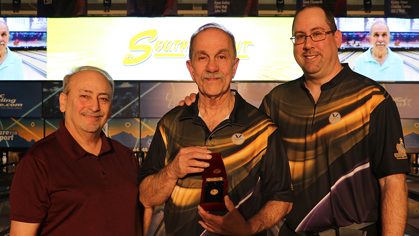 Larry Baldassano with Fran Engro and Anthony Baldassano at the 2024 USBC Open Championships