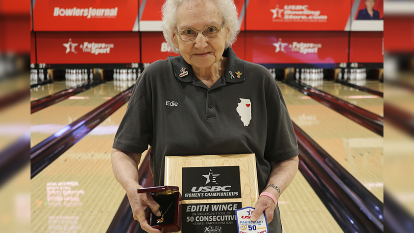 Edith Winge celebrates her 50th consecutive appearance at the USBC Women&#39;s Championships